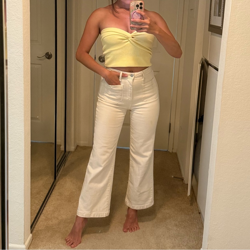 White/Cream Just Black Jeans Wide Leg